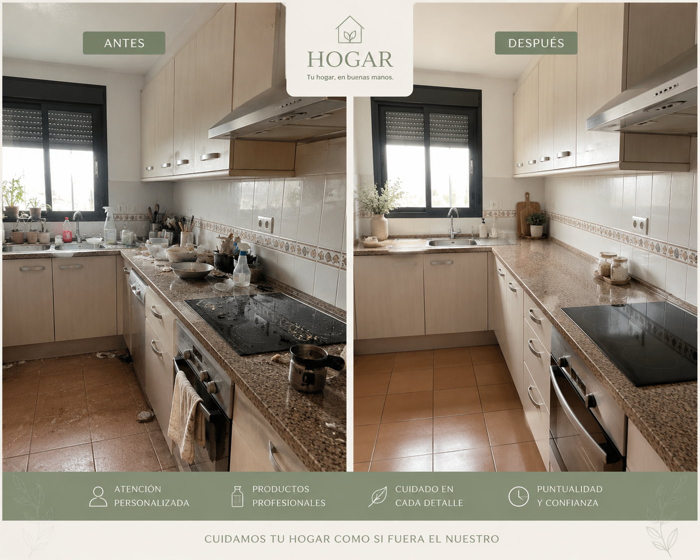 Antes y después de cocina — limpieza en Écija por HOGAR